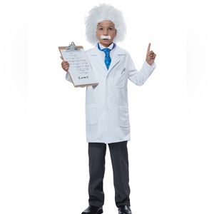 Einstein E= MC2 costume California Halloween kids boy’s XL 12-14 wig tie jacket